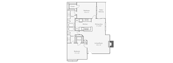 2 Bedroom 2 Bathroom, 995 sq ft  at Oaks at Greenview, Houston, TX