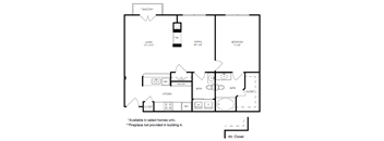 A12 - 1 bed 1 bath - 878 sq ft - floorplan layout