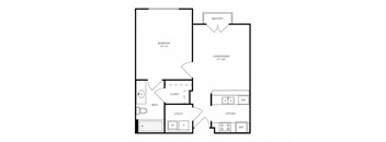 A31 - 1 bed 1 bath - 561sq ft - floorplan layout