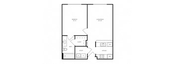 A32 - 1 bed 1 bath - 563 sq ft - floorplan layout