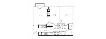 A10 - 1 bed 1 bath - 891 sq ft - floorplan layout