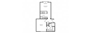 A1 - 1 bed 1 bath - 503 sq ft - floorplan layout