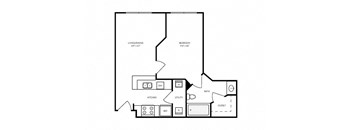 A2 - 1 bed 1 bath - 536 sq ft - floorplan layout
