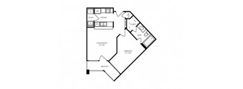 A4 - 1 bed 1 bath - 559 sq ft - floorplan layout