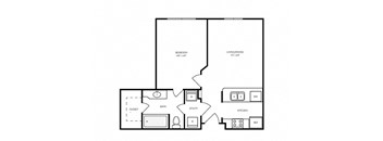 A5 - 1 Bed 1 bath - 606 sq ft - floorplan layout