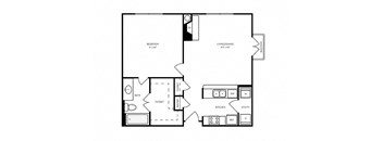 A7 - 1 bed 1 bath - 739 sq ft - floorplan layout