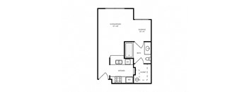 E1 - Studio - 436 sq ft - floorplan layout