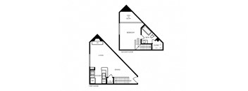T1 - 1 bed 1 bath - 871 sq ft - floorplan layout