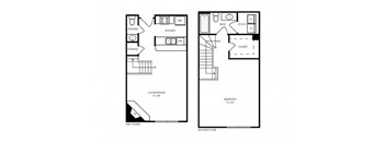 T22 - 1 bed 1 bath - 871 sq ft - floorplan layout