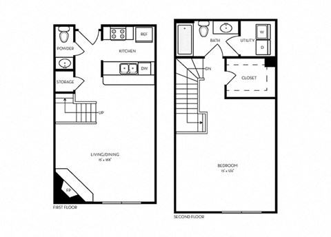 T22 - 1 bed 1 bath - 871 sq ft - floorplan layout