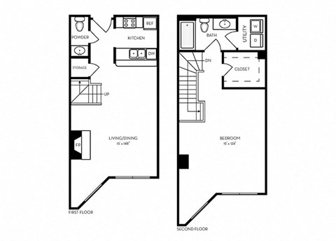 T25 - 1 bed 1 bath - 958 sq ft - floorplan layout