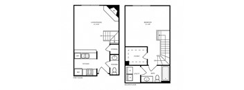 T2 - 1 bed 1 bath - 788 sq ft - floorplan layout