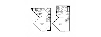 T3 - 1 bed 1 bath - 859 sq ft - floorplan layout