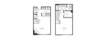 T5 - 1 bed 1 bath - 871 sq ft ft - floorplan layout