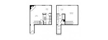 T6 - 1 bed 1 bath loft - 868 sq ft - floorplan layout