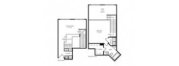 T7 - 1 bed 1 bath - 965 sq ft - floorplan layout