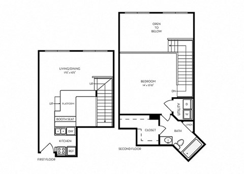 T7 - 1 bed 1 bath - 965 sq ft - floorplan layout