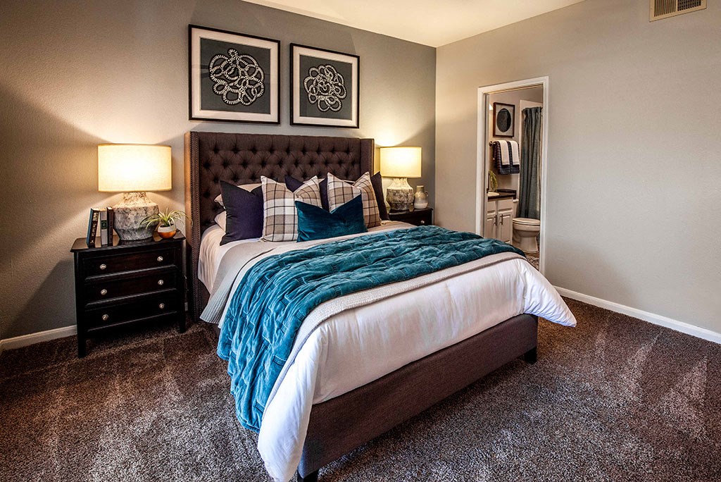 Furnished bedroom model  at The Villages of Briar Forest, Houston