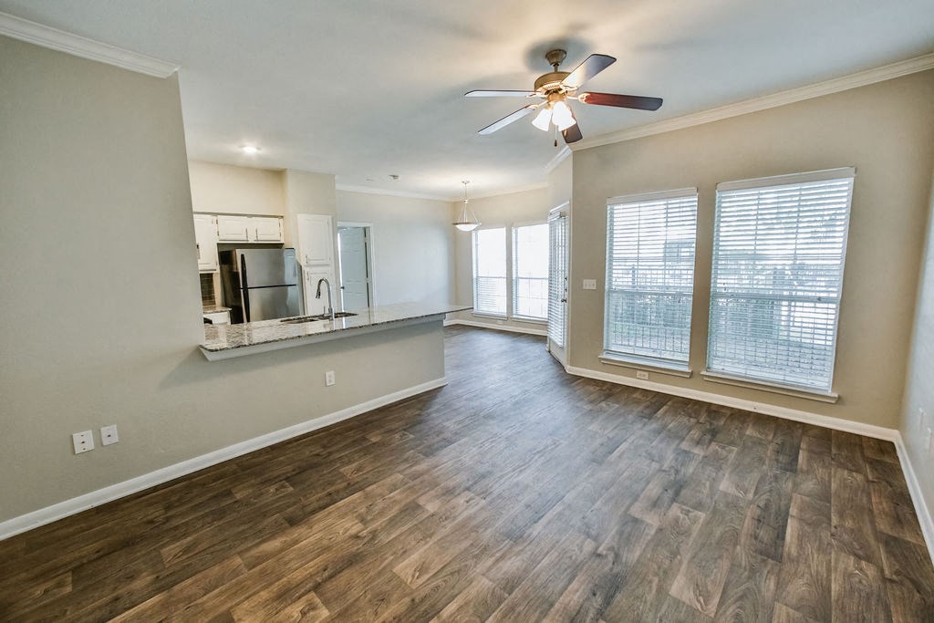 Graves Floorplan, unfurnished kitchen and living room  at The Villages of Briar Forest, Houston