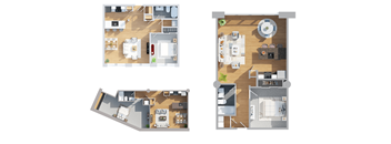 Four different house floor plans are shown.