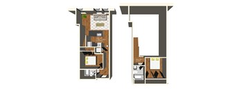 A floor plan of a two-unit apartment with Unit A1 having a bathroom and Unit A2 having a kitchen.