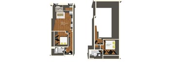 Two floor plans for a unit labeled 413.