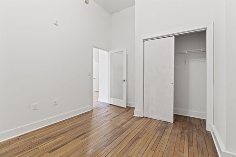 Photo of closet space in bedroom of Hammond Loft