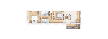 a floor plan of a house with a bedroom and a bathroom