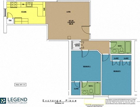 A floor plan for the Legend Property Group's Exchange Place apartment complex.