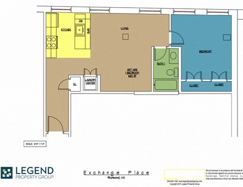 A floor plan for the Legend Property Group's Exchange Place building in Richmond, VA.