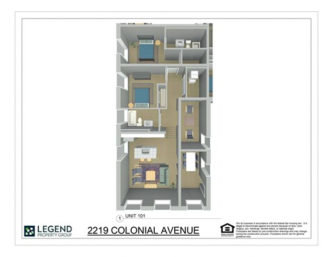 A floor plan for a property located at 2219 Colonial Avenue.