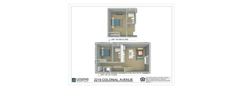 A floor plan for a 2nd and 1st floor unit at 2219 Colonial Avenue.