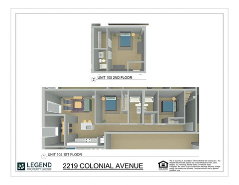 Two floor plan of a house by Legend Property Group.