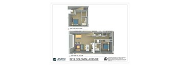 A floor plan for a 2nd and 1st floor unit at 2219 Colonial Avenue.