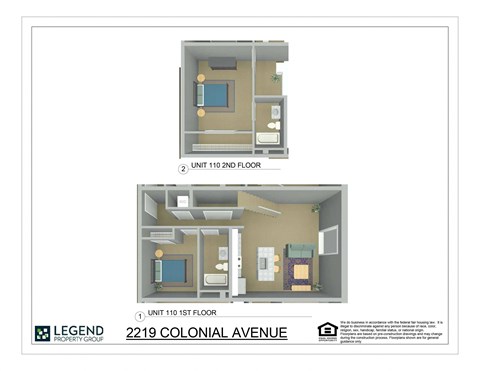 A floor plan for a property at 2219 Colonial Avenue shows two unit layouts.