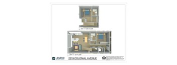 A floor plan for a 2nd floor unit and a 1st floor unit at 2219 Colonial Avenue.
