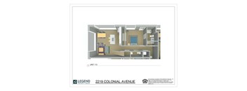 A floor plan of apartment unit 113 at 2219 Colonial Avenue.