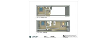 A floor plan for a property from Legend Property Group shows two different unit layouts.