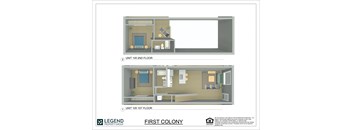 A floor plan for a property by Legend Property Group shows two units.