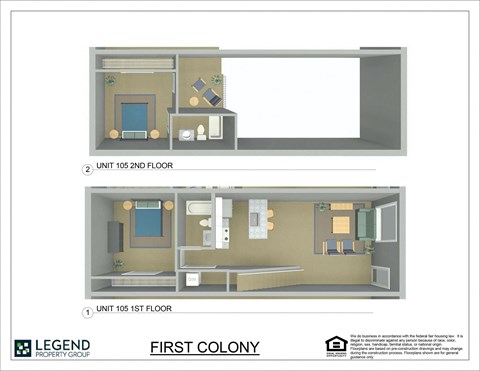 A floor plan for a property by Legend Property Group shows two units.