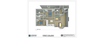 A floor plan of a property layout by Legend Property Group.