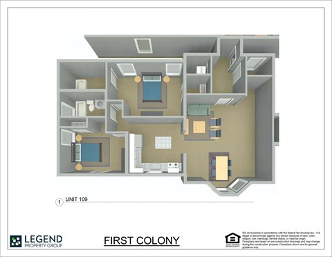 A floor plan of a property layout by Legend Property Group.