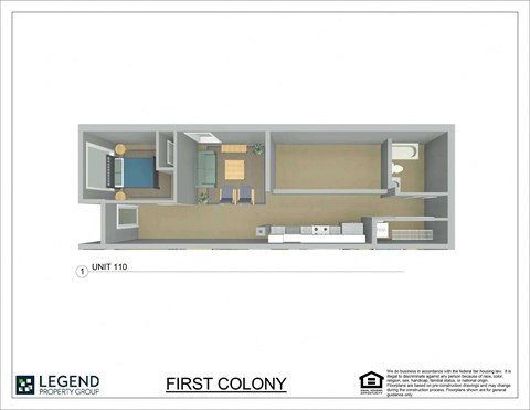 A floor plan of a property layout by Legend Property Group.