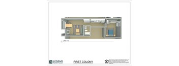 A floor plan for Unit 114 at Legend Property Group's First Colony.
