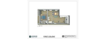 A floor plan for Unit 119 at Legend Property Group's First Colony.