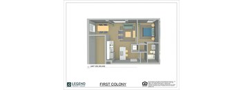 A floor plan of an apartment from Legend Property Group.