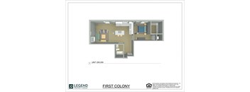 A floor plan for a property located at First Colony.