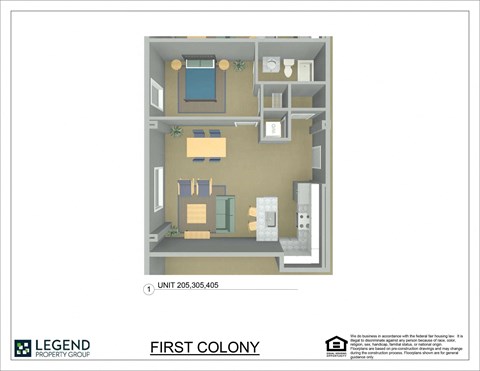 A floor plan of a property with a living room, kitchen, and bathroom.