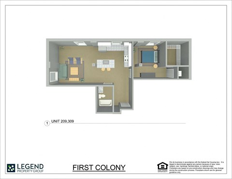 A floor plan for a property located in the First Colony.