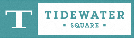 A sign with a large letter T on the left and the words Tidewater Square on the right.